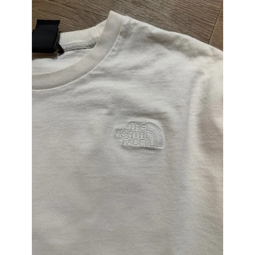 The North Face Long Sleeve Graphic T-Shirt Mountain Back Print Cream Men's Large
